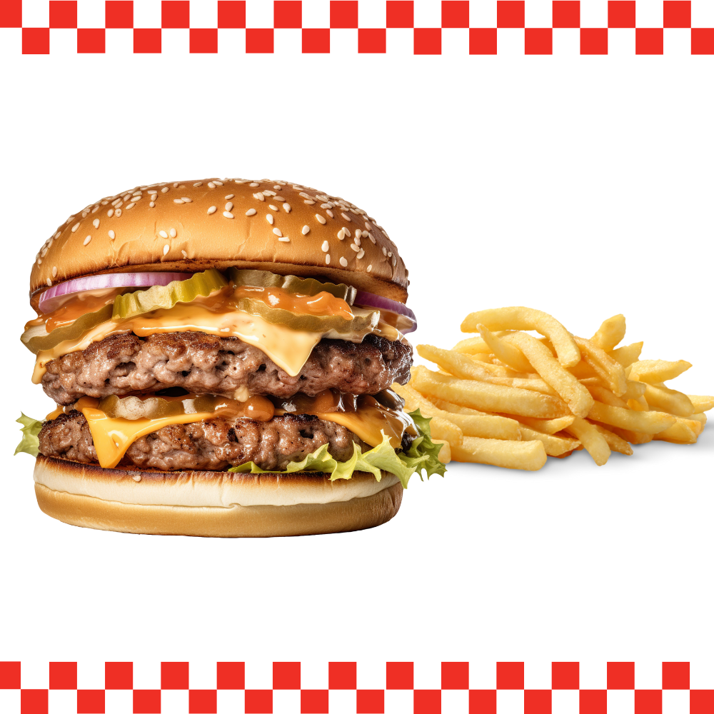 Chili Cheese Burger Meal (Double Patty)